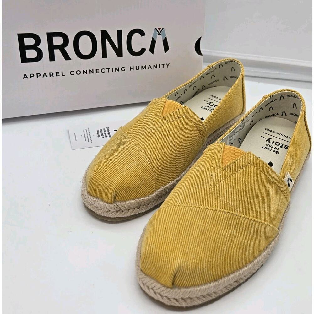WOMEN'S BRONCA ALPARGATA DARK YELLOW CANVAS SLIP-ON SIZE 5.5 Eco Friendly NEW